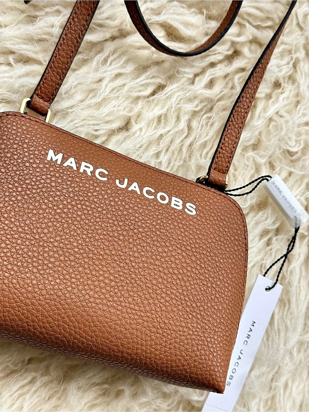 Marc Jacobs Mini Pebbled Leather Crossbody Bag Whiskey Brown NWT - Picture 9 of 9